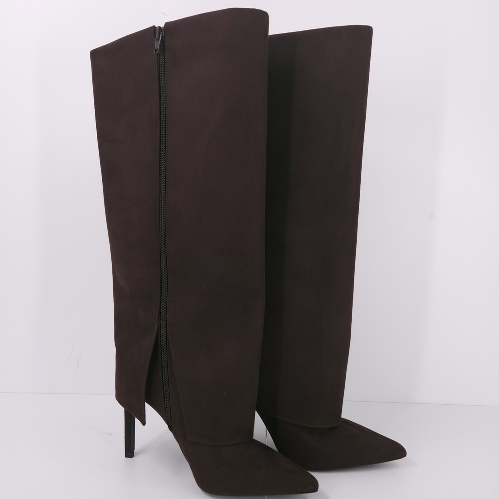 I.N.C Skylar Fold Over Cuffed Knee High Boots Rich Truffle Micro Womens 6.5M WC